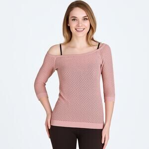 NWOT Nikibiki Soft Pink Seamless Boatneck Mesh Top